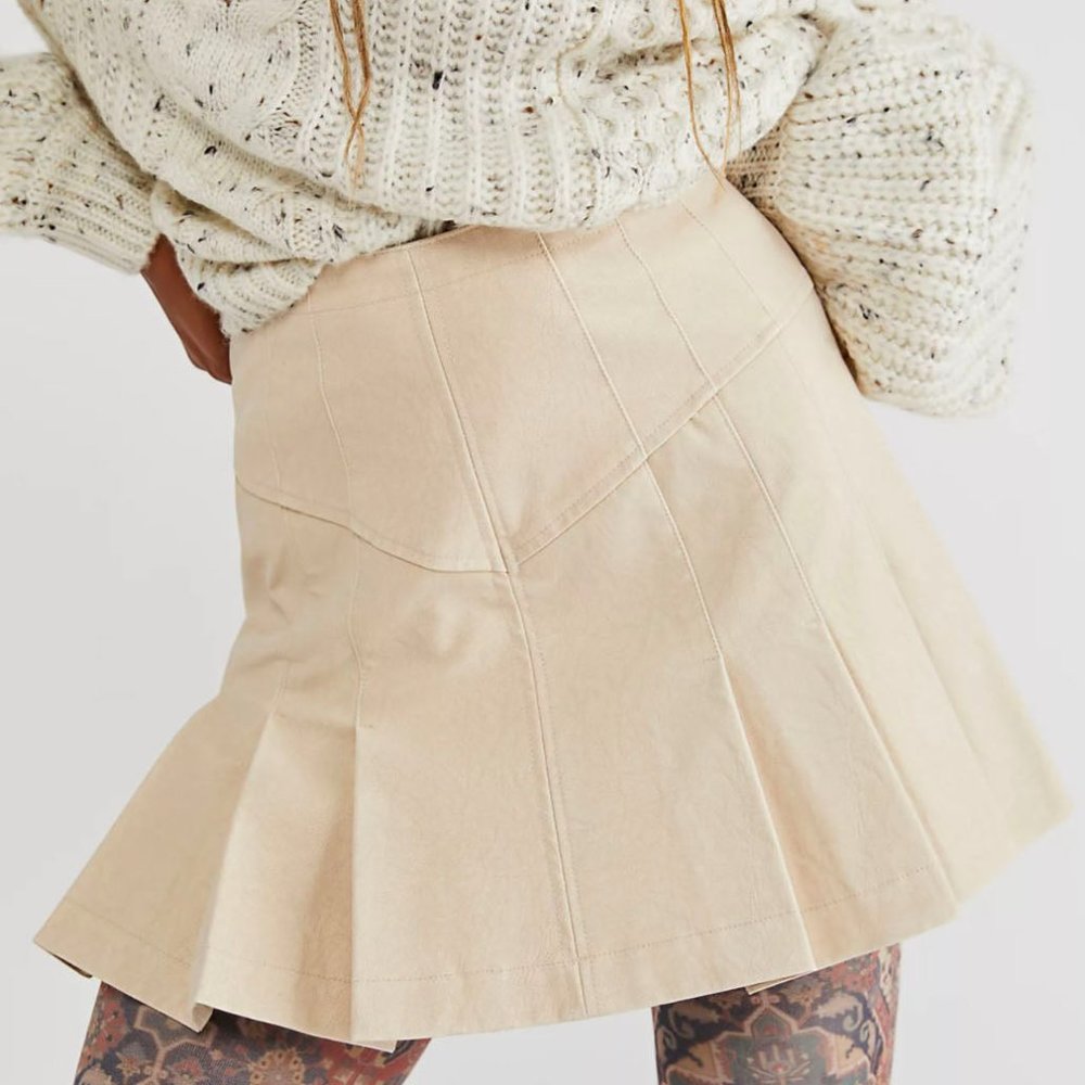 Free People Sugar & Spice Vegan Leather Mini Skirt NWT